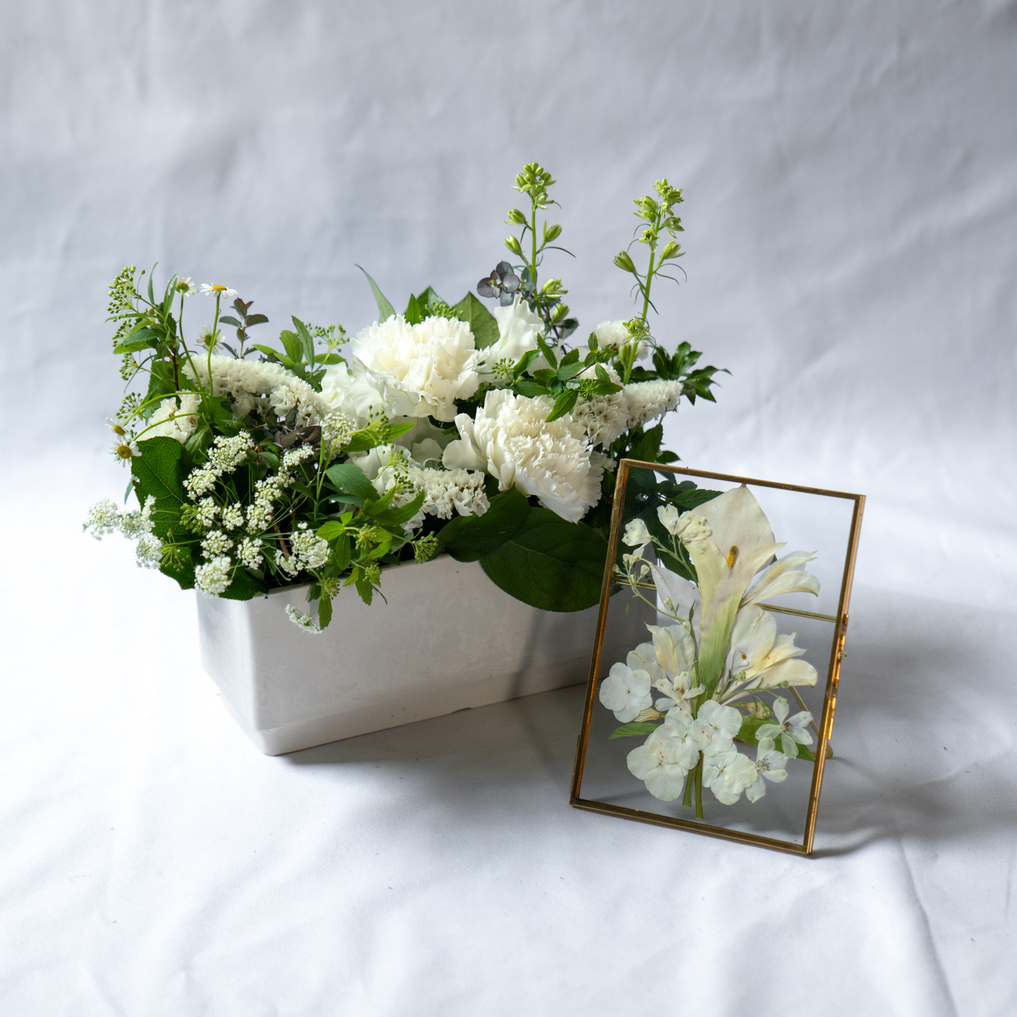 《お悔やみ・お供え用》フューネラルフラワーアレンジメント＆アフターブーケSet Sサイズ