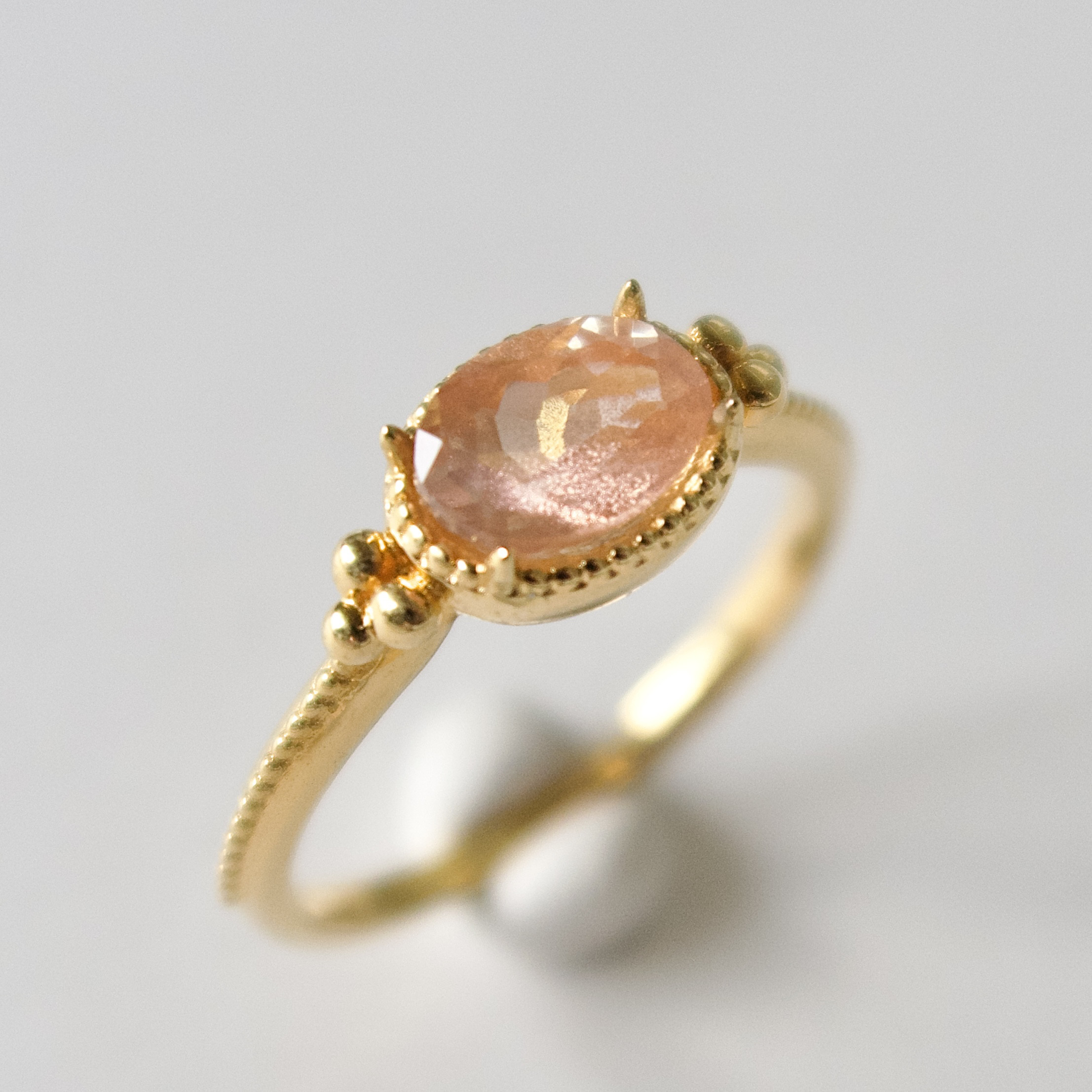 《オレゴンサンストーン｜Oregon Sunstone》Silver925・K10ゴールド／天然石リング・受注制作