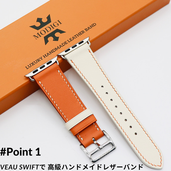 MODIGI アップルウォッチ10 レザーバンド 本革ベルト 46mm Apple