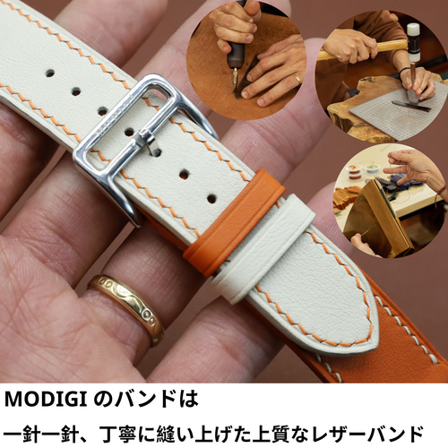 輝い レザーバンド アップルウォッチ10 MODIGI 本革ベルト Apple 46mm 時計