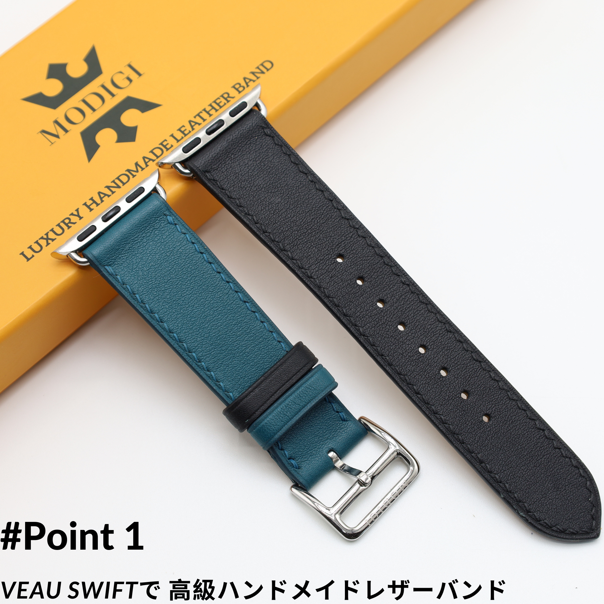 MODIGI アップルウォッチ レザーバンド 本革 ベルト Apple Watch 45mm 46mm 49mm SE