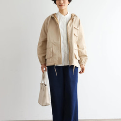 実用性と上品さを兼ね備えたストライプシャツ コットンジャガードストライプシャツ　ベージュ＊ホワイト　250507-2 8枚目の画像