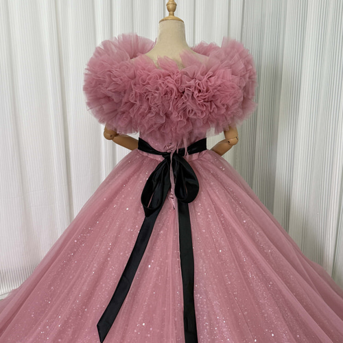 送料無料！フラワーオフショルダーのみ くすみピンク ふわふわ  