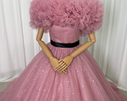 送料無料！フラワーオフショルダーのみ くすみピンク ふわふわ