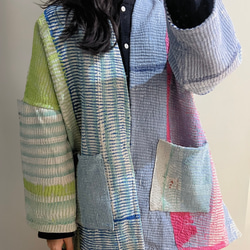 リバーシブル カンタ刺繍キルトコート カンタ刺繍のリバーシブルジャケットNo.5 Free size | design labo c