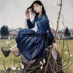 ◇【しらないせかい 花満ち欠け】◇絵画 原画販売 アクリル絵具 F6木製