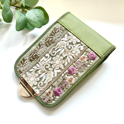 ☆ゆうか☆　長財布、ミニ財布2点　インド刺繍ピンク系　ハンドメイド 二つ折り財布 / くすんだピンク / 大容量 / レディース / 使いやすい