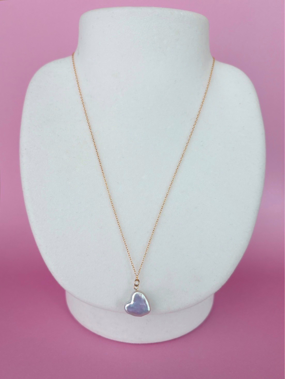 【30％OFF】:【1点もの】厳選　テリテリハートバロックパールのネックレス　14kgf 調整可能ボールチェーン