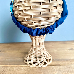 着物のヘアターバン　濃紺×紺に咲く花　クロスタイプ　ギフト　小物　母の日　着物　リメイク　痛くなりにくい　柔らか 7枚目の画像