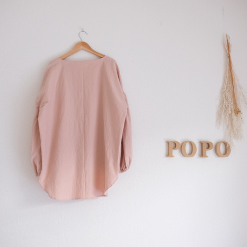 バルーンスリーブブラウス しわ加工 くすみピンク ブラウス POPO 通販