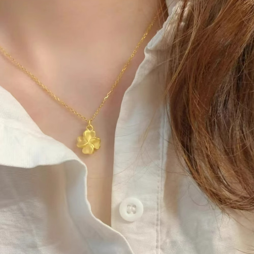 クローバー ペンダントトップ  縁起物 24k 24K縁起物24K純金 四つ葉クローバー中空ペンダント24K純金