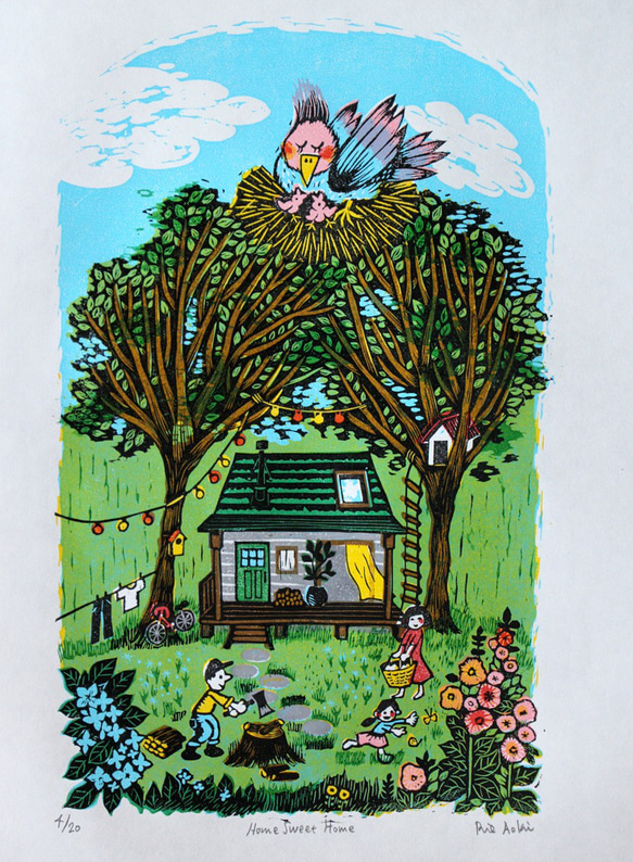 多色刷り版画作品　Home Sweet Home　 5枚目の画像