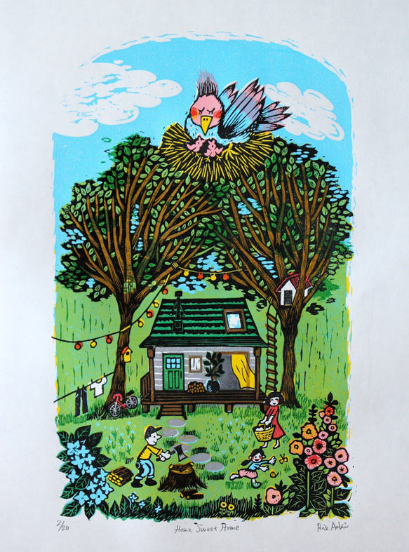 多色刷り版画作品　Home Sweet Home　 3枚目の画像