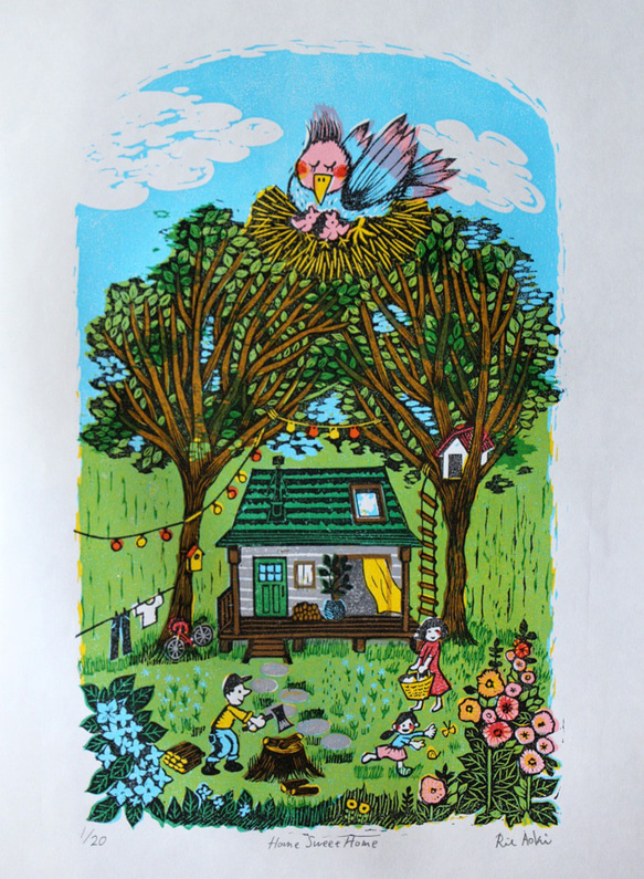 多色刷り版画作品　Home Sweet Home　 2枚目の画像