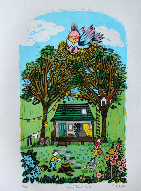 多色刷り版画作品　Home Sweet Home　 4枚目の画像