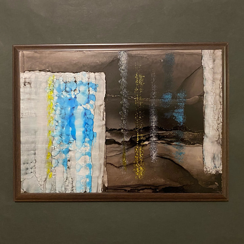 No.70 アルコールインクアート 原画 A4サイズ 絵 モダン風 焦茶