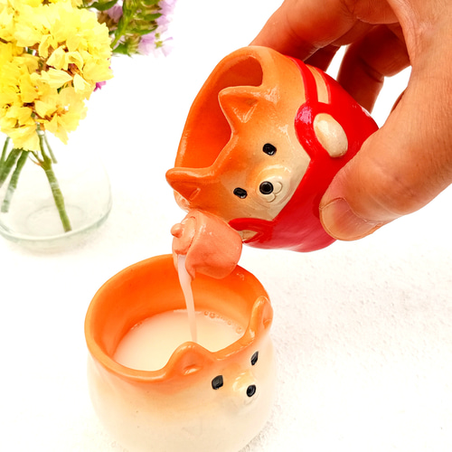 犬カフェ・ミルクピッチャー60ml 柴犬 陶器 クリーマー 受注製作