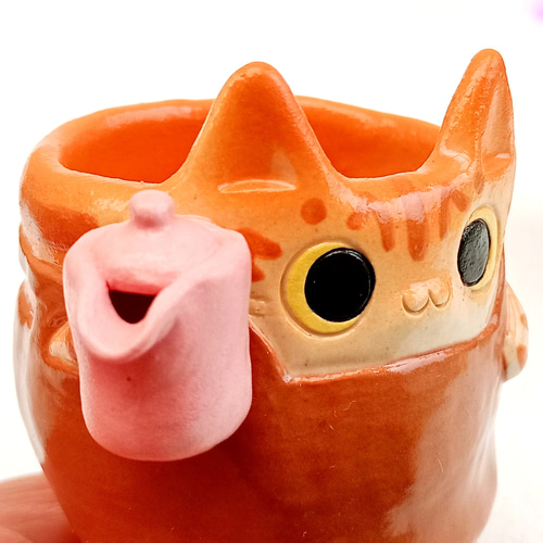 猫カフェ・ミルクピッチャー60ml トラ猫 陶器 クリーマー ポット・急須