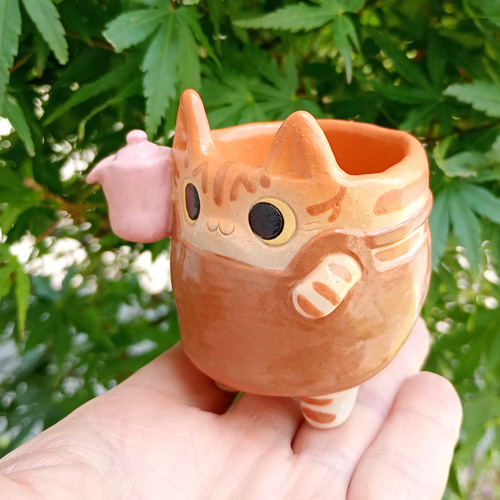猫カフェ・ミルクピッチャー60ml トラ猫 陶器 クリーマー ポット・急須