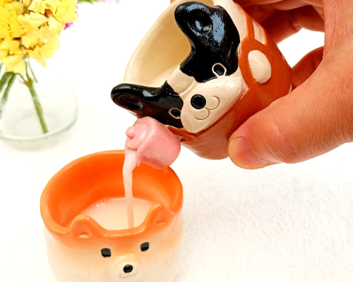 犬カフェ・ミルクピッチャー60ml パグorフレンチブルドッグ 陶器
