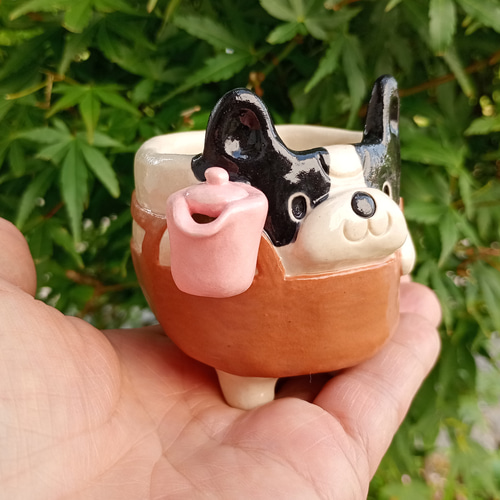 犬カフェ・ミルクピッチャー60ml パグorフレンチブルドッグ 陶器