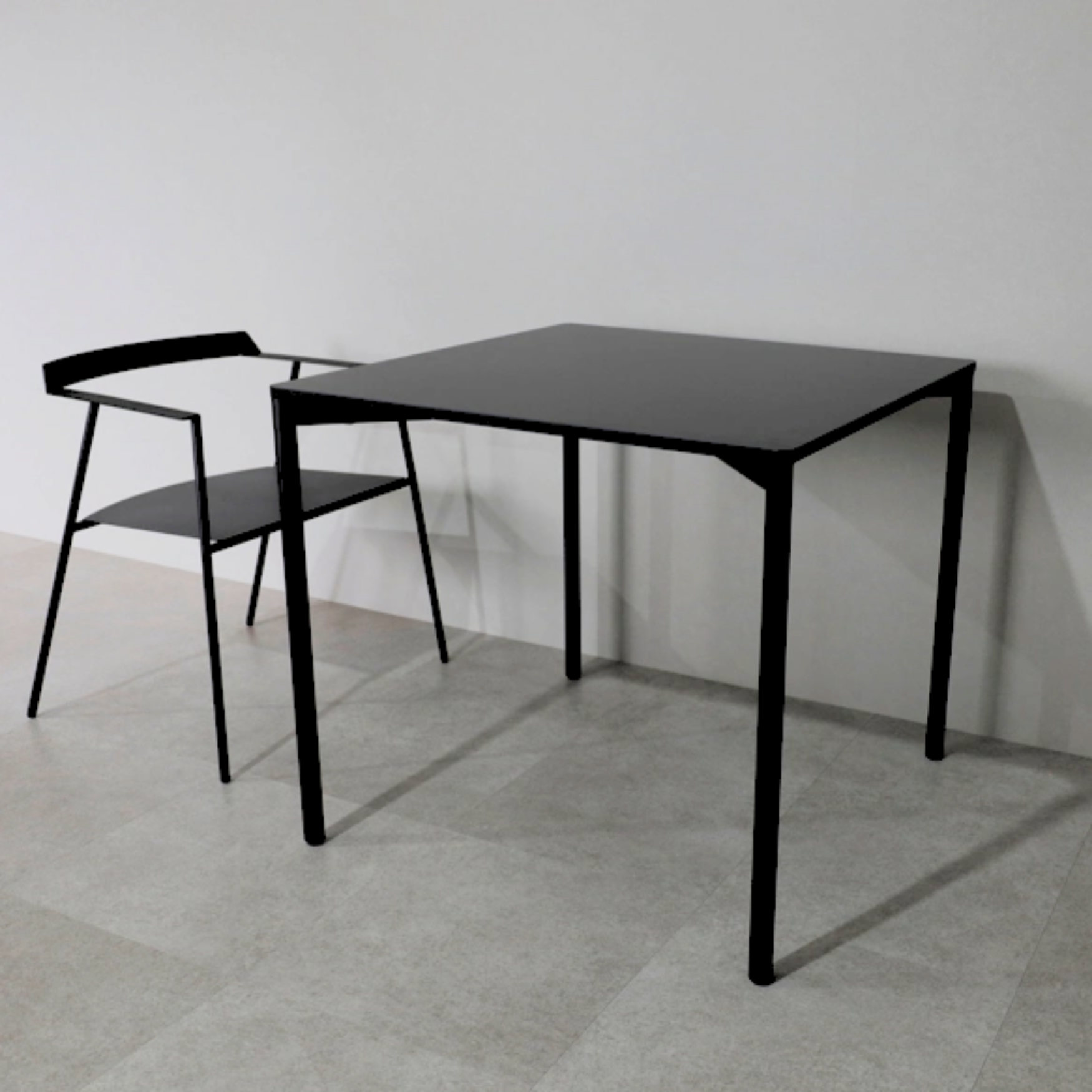 ウッドトップテーブル ダイニングテーブル 黒 白 2人用 食卓テーブル 80×80cm KUROSHIRO