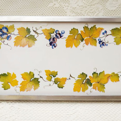 8x16cm横長タイル表札+専用ステンレスフレーム　葡萄 3枚目の画像