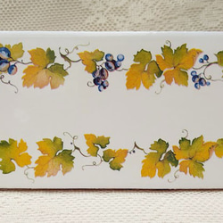 8x16cm横長タイル表札+専用ステンレスフレーム　葡萄 2枚目の画像