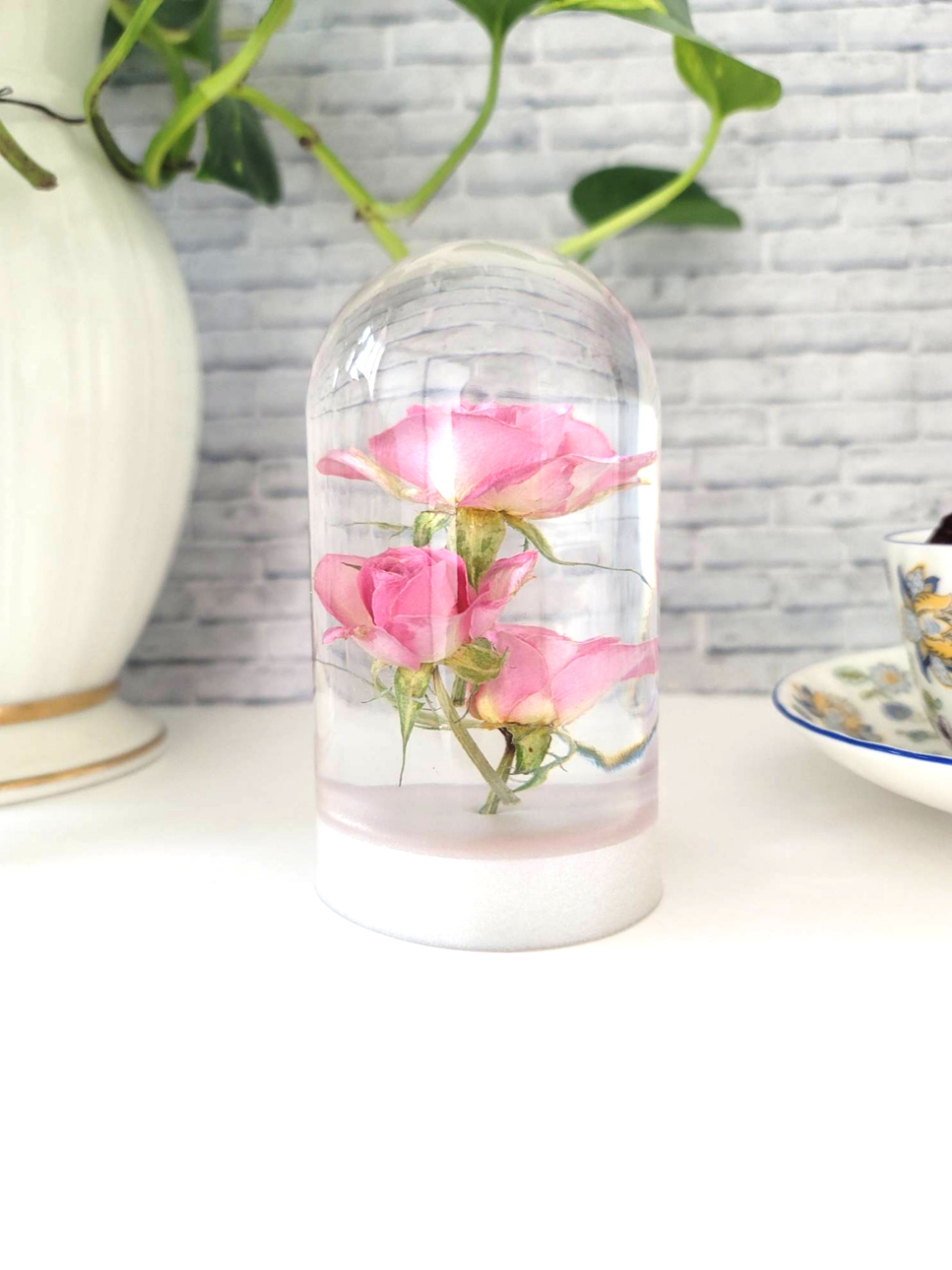 ピンクのバラ/インテリア小物/薔薇/花/固まるハーバリウム/植物標本/フラワーレジン/レジンフラワー /420g