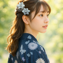 透け感と光沢❁純白ホワイト❁ヘアクリップ２つセット❁オーガンジーレース二枚重ね　ガーランド　【発表会・お呼ばれに】 11枚目の画像