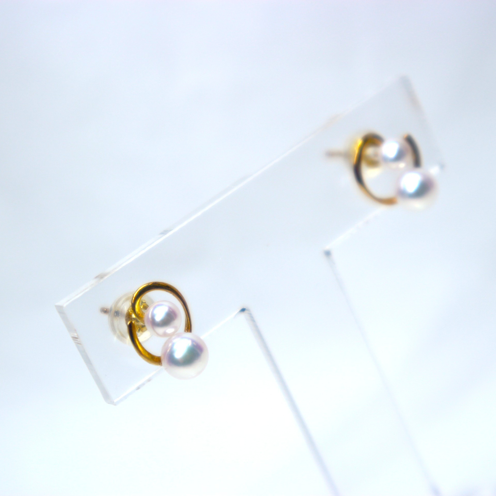 K18アコヤ真珠ピアス㊷（3.5mm/4.5mm珠)
