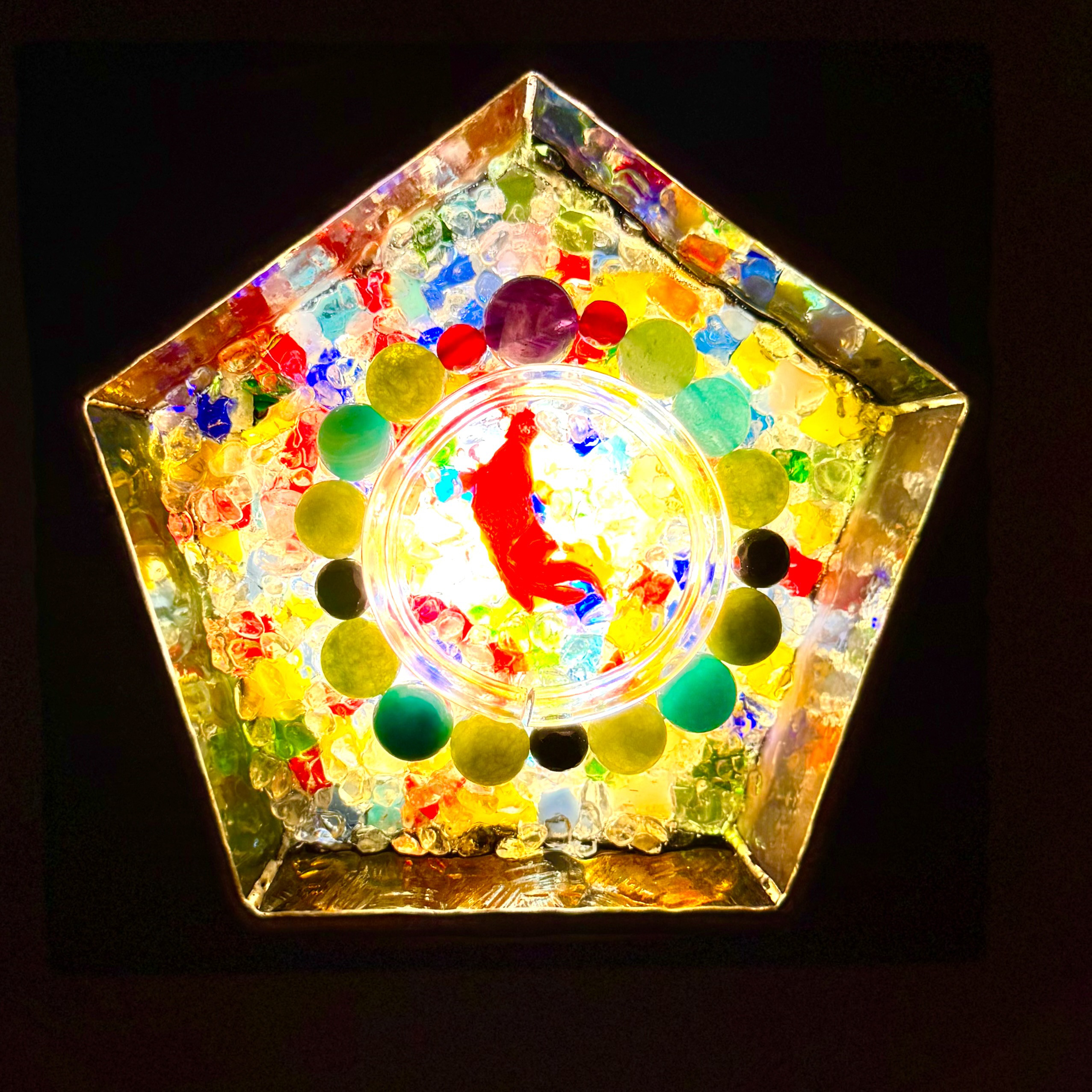 L-29 自然石のブレスレット& ステンドグラスのイルミネーション皿