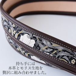 《特集掲載》モリス ミニトートバッグ 「ピンパネルBK」 倉敷帆布 ウイリアムモリス 本革 トートバッグ 帆布 14枚目の画像