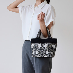 《特集掲載》モリス ミニトートバッグ 「ピンパネルBK」 倉敷帆布 ウイリアムモリス 本革 トートバッグ 帆布 13枚目の画像