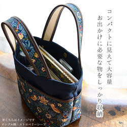 《特集掲載》モリス ミニトートバッグ 「ピンパネルA」 倉敷帆布 ウイリアムモリス 本革 トートバッグ 帆布 6枚目の画像