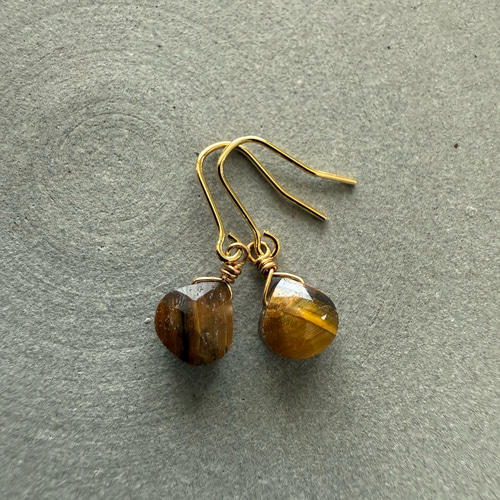 マロンカットのタイガーアイ♚ピアス/ノンホールピアス ピアス