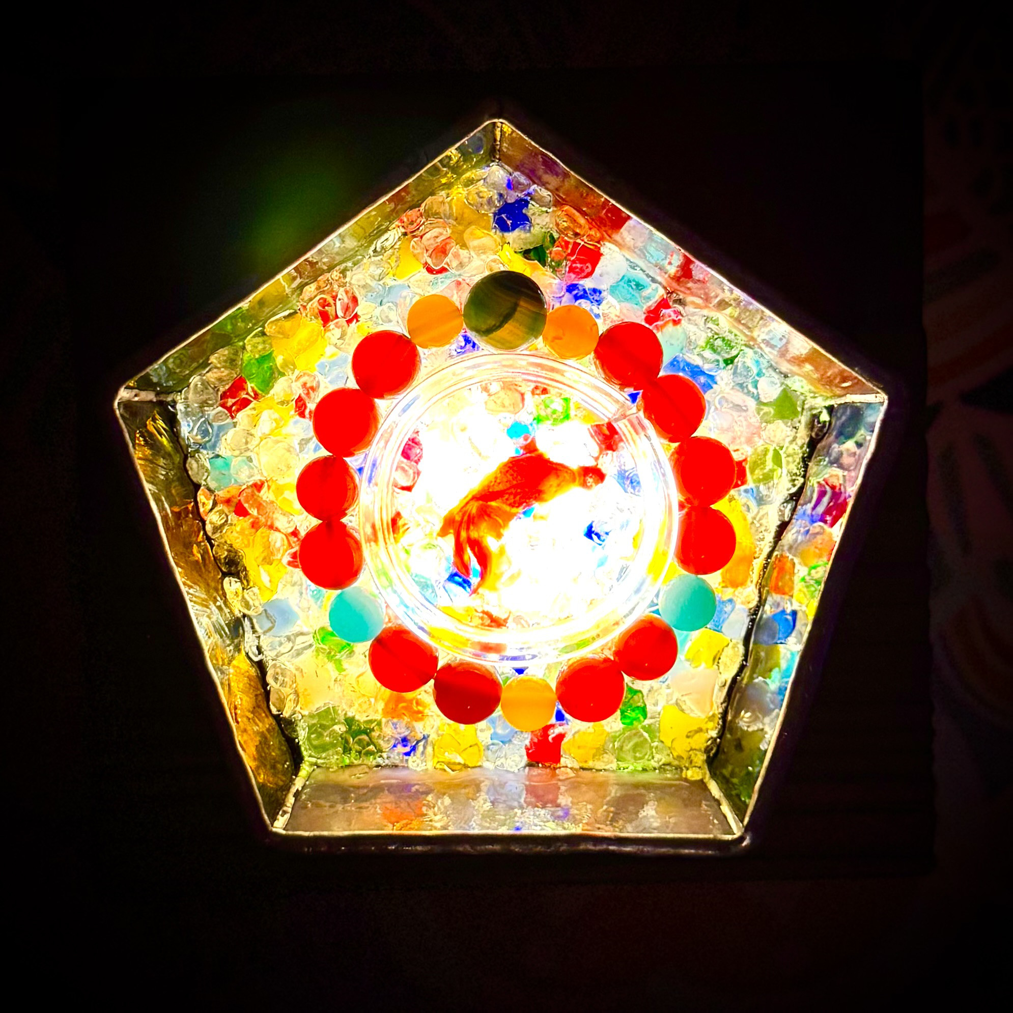 L-31 自然石のブレスレット& ステンドグラスのイルミネーション皿