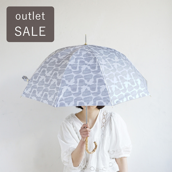 【ワケあり 740円引き】竹ハンドル UVカット手開き長傘 bird 紫外線99.9%カット 165035 晴雨兼用 1枚目の画像