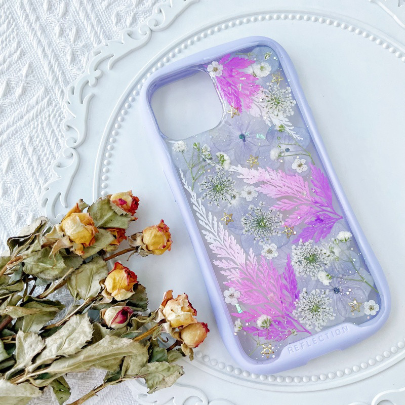紫陽花iFace風押し花スマホケース、iPhone全機種対応、iPhone16、iPhone15Pro、iPhone8 4,313円