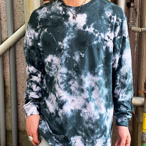 タイダイ 長袖Tシャツ XXLサイズ ブラック ムラ染め HIPPIES DYE HD24