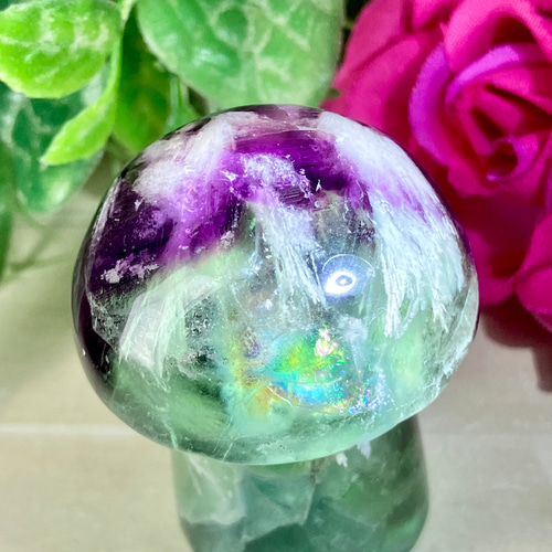 エンジェルフェザー　万華鏡　フローライト　マルチカラー　蛍石　きのこ　原石 エンジェルフェザー 万華鏡 フローライト マルチカラー 蛍石