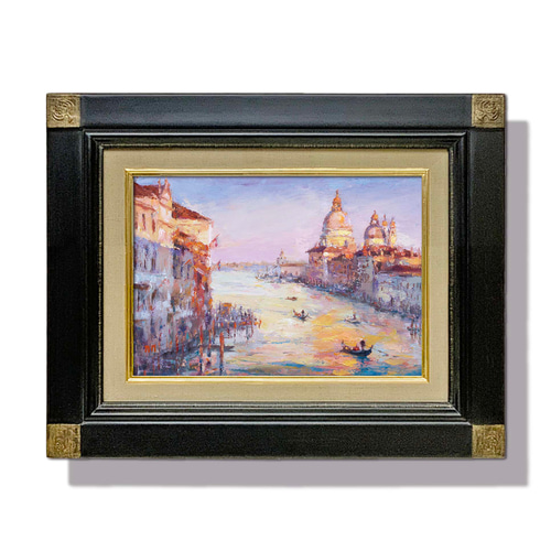 油絵【風景画】1点物の絵画作品/作者サイン入り◇額縁付属