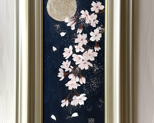 日本画 原画【夜桜】 絵画 ゆうちゃん 通販 19300381｜Creema