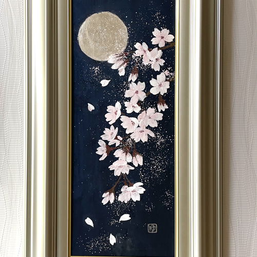 日本画 原画【夜桜】 絵画 ゆうちゃん 通販 19300381｜Creema