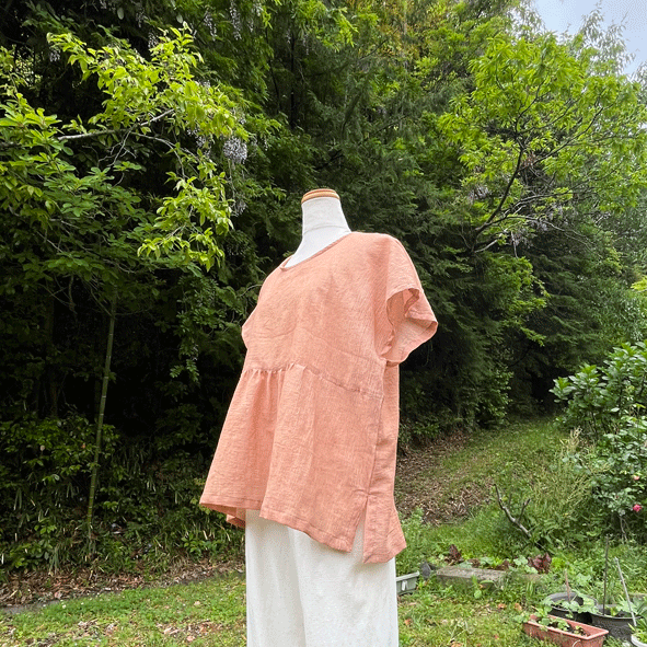 楊柳柿渋染めブラウス25029