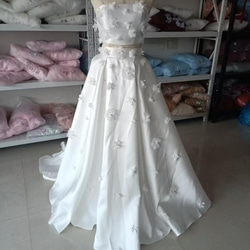 レトロパフスリーブ手作りビーズクラシカルプリンセスライン