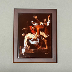 カラヴァッジョ キリストの埋葬 フォトタイル木製フレーム付き 絵画