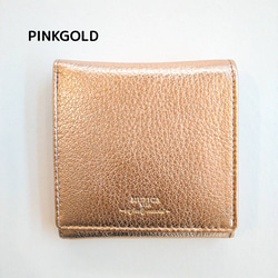 【ヤギ革】メタリックカラー２つ折り財布<5色展開>　本革　ヤギ革　　革財布　折り畳み財布　カラフル　M1018M 4枚目の画像