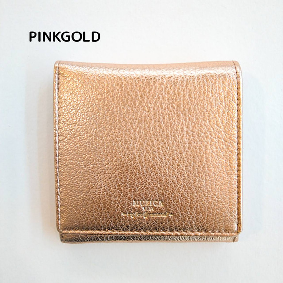 【ヤギ革】メタリックカラー２つ折り財布<5色展開>　本革　ヤギ革　　革財布　折り畳み財布　カラフル　M1018M 4枚目の画像