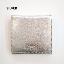 【ヤギ革】メタリックカラー２つ折り財布<5色展開>　本革　ヤギ革　　革財布　折り畳み財布　カラフル　M1018M 3枚目の画像